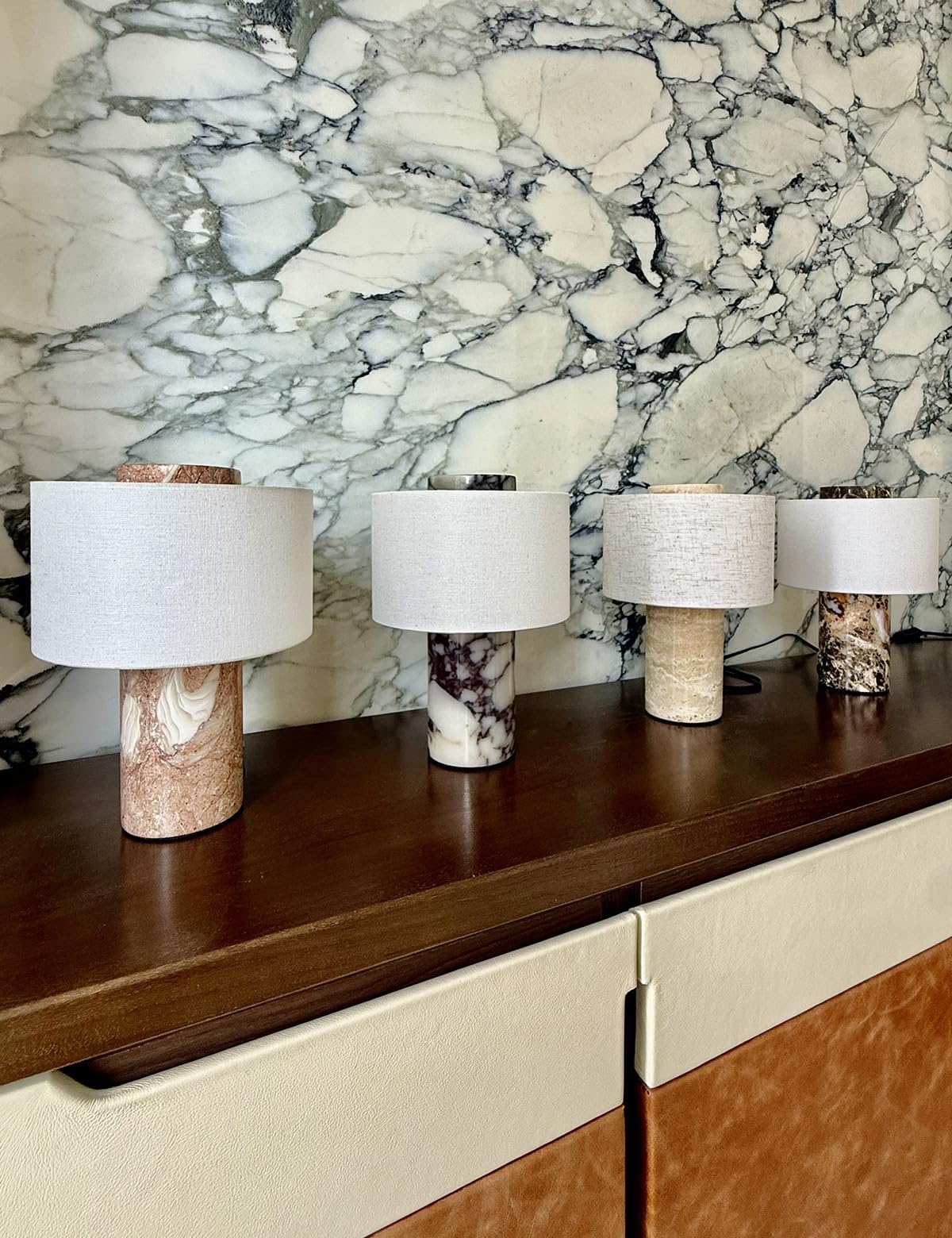 Marble Lamp Stone Table Lamps Collection (Plug-in Emperador Dark Lamp)
