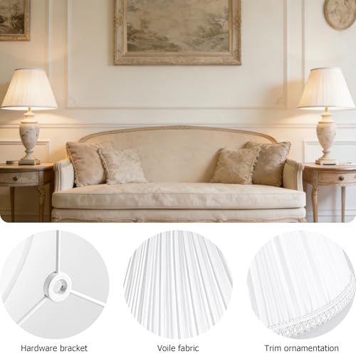 White Pleated Lamp Shades Set of 2 6"×13"×9.8" Bell Shade (6*13*9.8in / White-2 Pack)