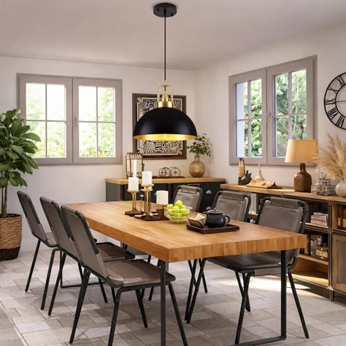 16 inch Dome Pendant Light (Black & Gold / 16 inch)