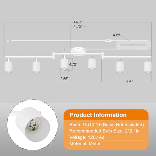 Plug in Track Lighting LED (6-Light Track Light(White))