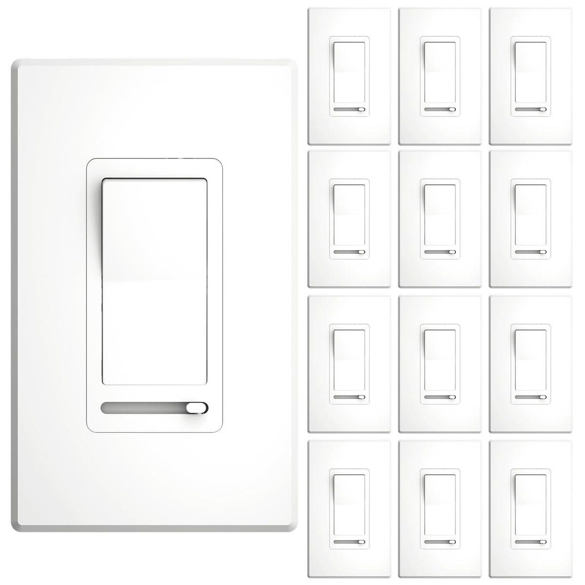 Dimmer Light Switch 12 Pack (Standard Slide / White)
