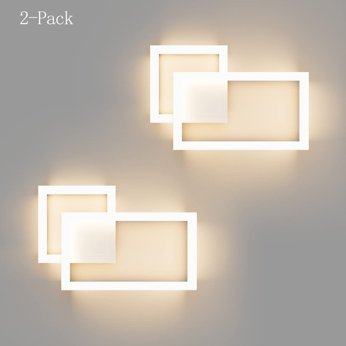 Modern LED Wall Sconce Lighting Fixture 2 (White(Warm Light) / 2 Pack)