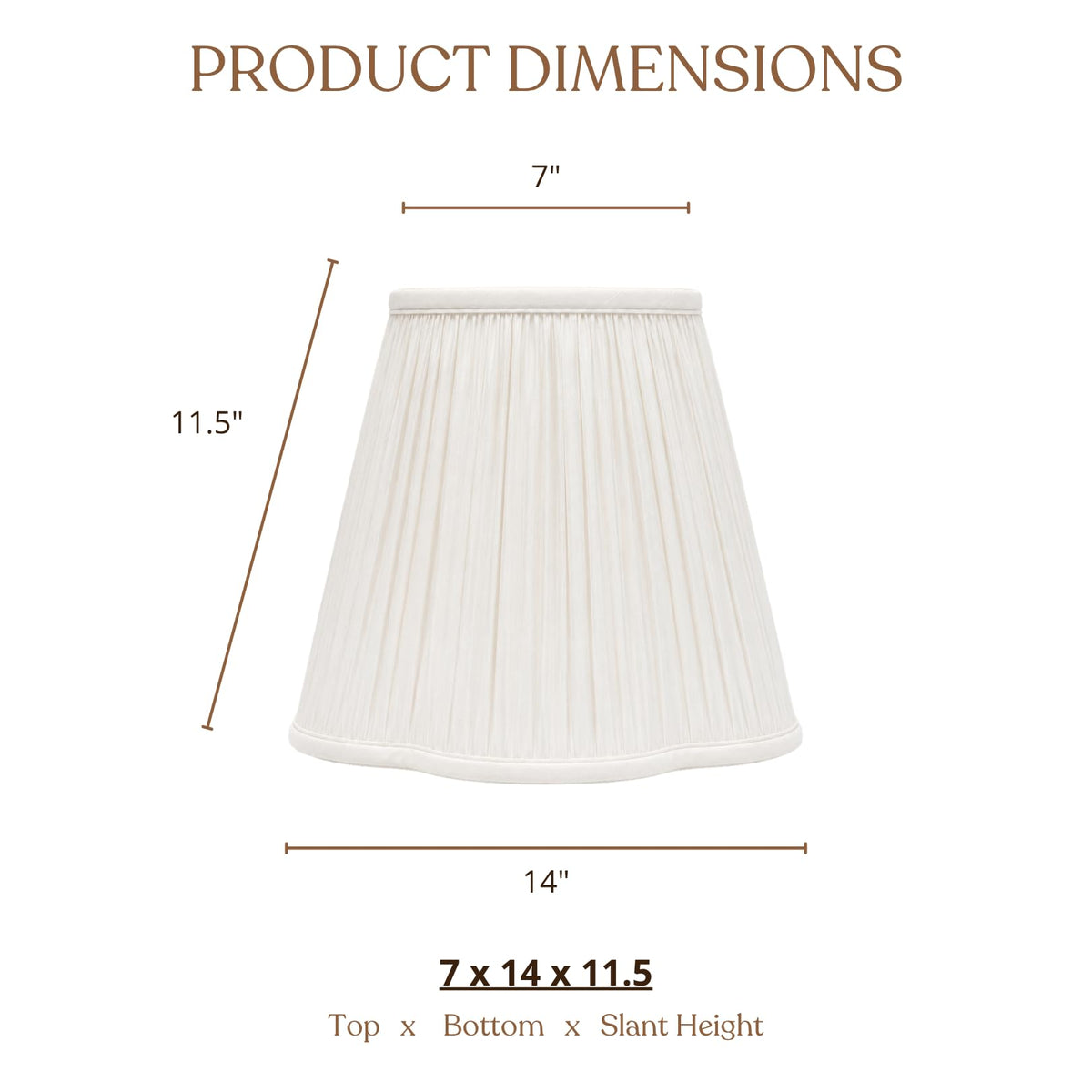 BS-754-14WH Bottom Scallop Gather Pleat Basic Lamp Shade, 7 x 14 x 11.5, White (White / 7 x 14 x 11.5)