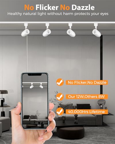 4 Pack Zoomable J Type Track Lighting Heads Dimmable (White / 4 Pack(J type))