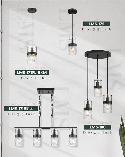 5 Inch Dia Black Pendant Light (Black -Hammered Glass / 5" Hammered Glass, 1-Light)