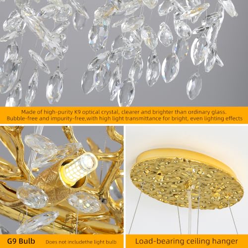 Modern Crystal Tree Branches Chandelier (Gold / Arc 40")