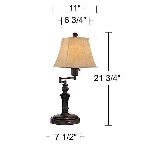 Corey 21 3 4" High Desk Lamps Set of 2 Swing Arm Socket USB Bronze Brown (Bronze - Smart Sockets Included)