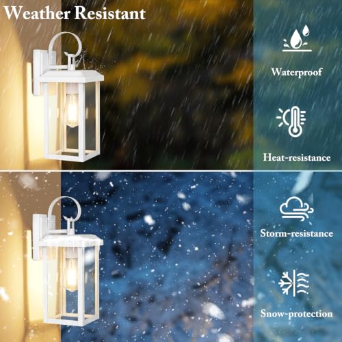2 Pack 15” Outdoor Wall Light Fixtures (White / 15")