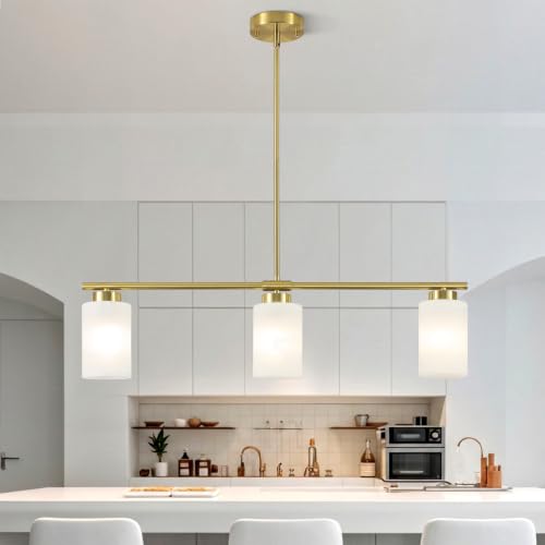 Kitchen Island Lighting Brushed Nickel & Black Dining Room Light Fixture with Milk