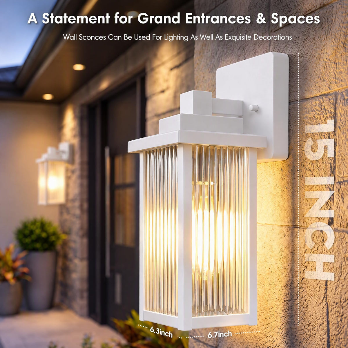 15" White Outdoor Wall Light (White / 15''-1 Pack)