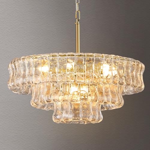 23in Large Chandelier Gold (Round Clear & Gold Chain / 23.6in)