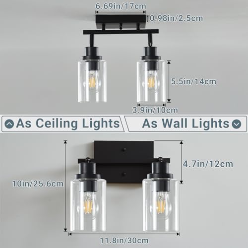 2 Light Kitchen Track Light Fixtures Ceiling Vanity Lights Black (Black / 2-Light)