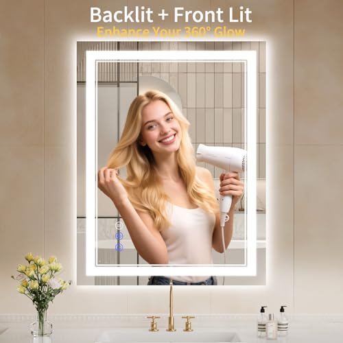 28"x36" LED Bathroom Mirror with Lights (28"L x 36"W)