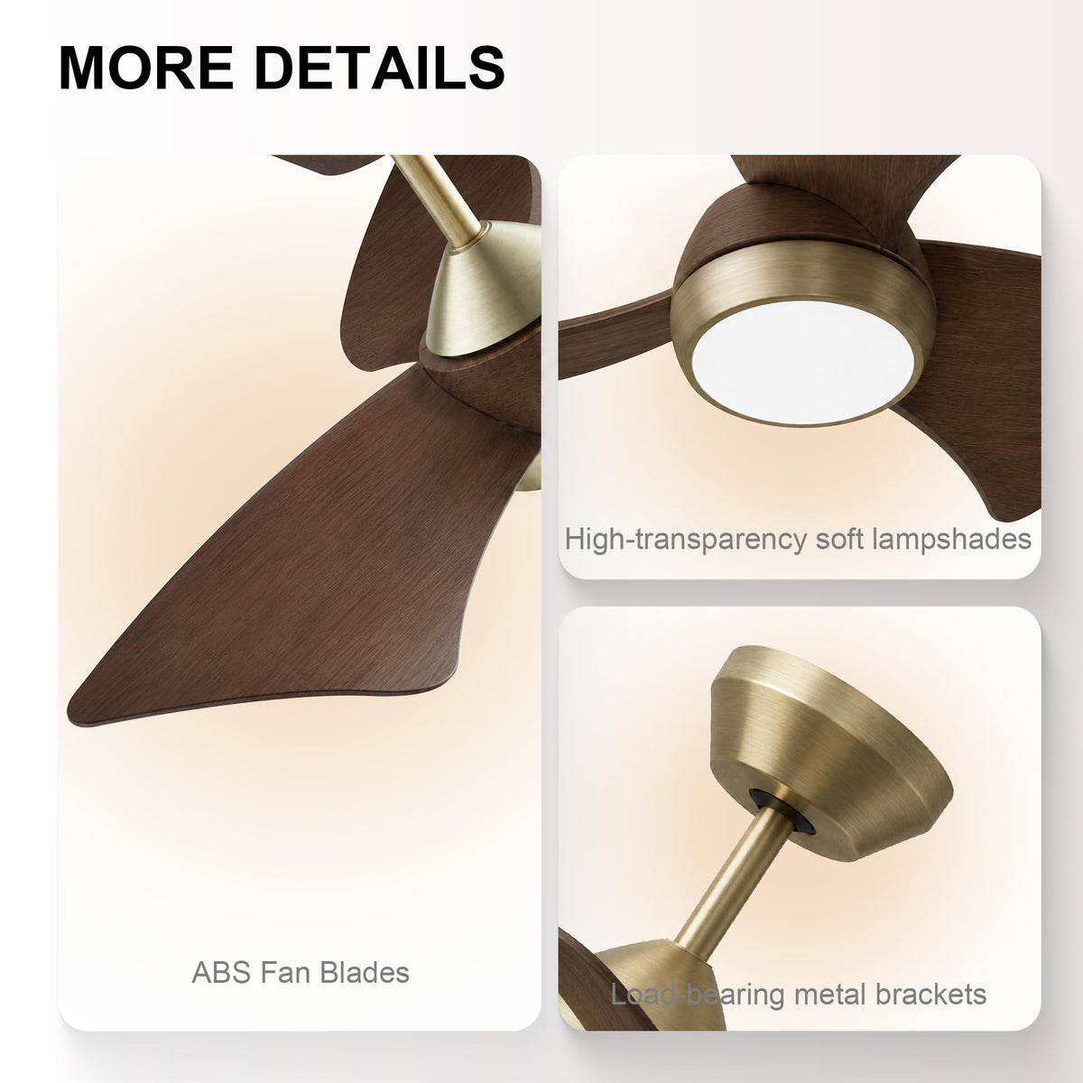 30 Inch Small Ceiling Fan with Lights (Brushed Brass & Walnut / 30 Inch)