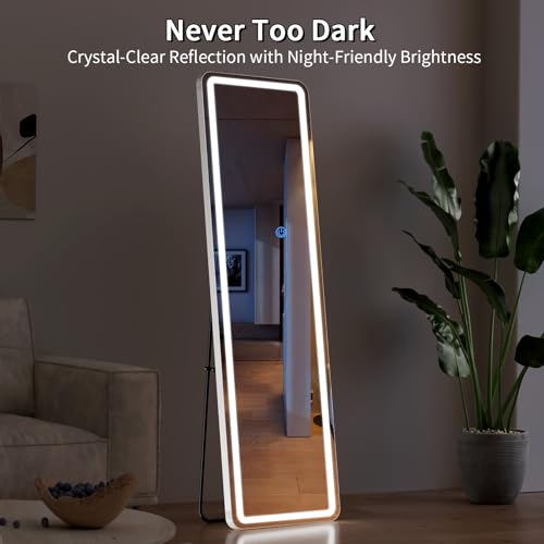 Full Length Mirror with LED Lights (Standing Mirror-rectangular / 60"L x 16"W)