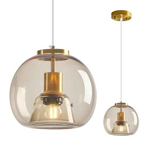 Champagne Gold Glass Pendant Light Kitchen Island (Champagne Gold(7.87 in) / 1-Pack)