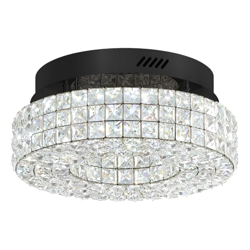 16" Crystal Chandeliers (Black / Dia 16inch)
