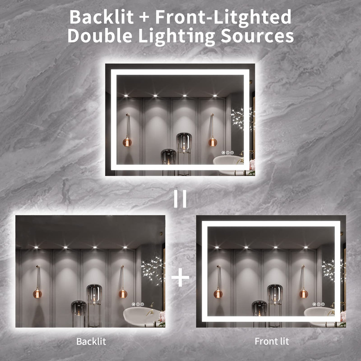 40X30 LED Bathroom Mirror with Lights (Led / 40"L x 30"W)