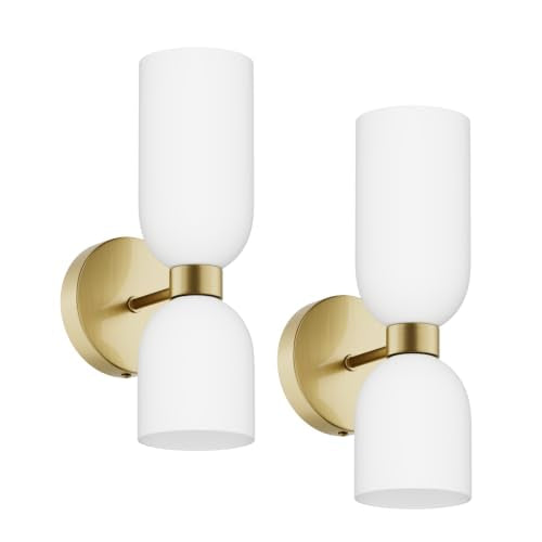 2 Light Wall Sconces with Cylinder Glass Shades