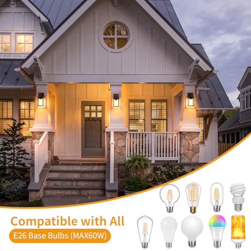 2 Pack Motion Sensor Outdoor Light Fixtures Wall Mount (10.24'' / Black)