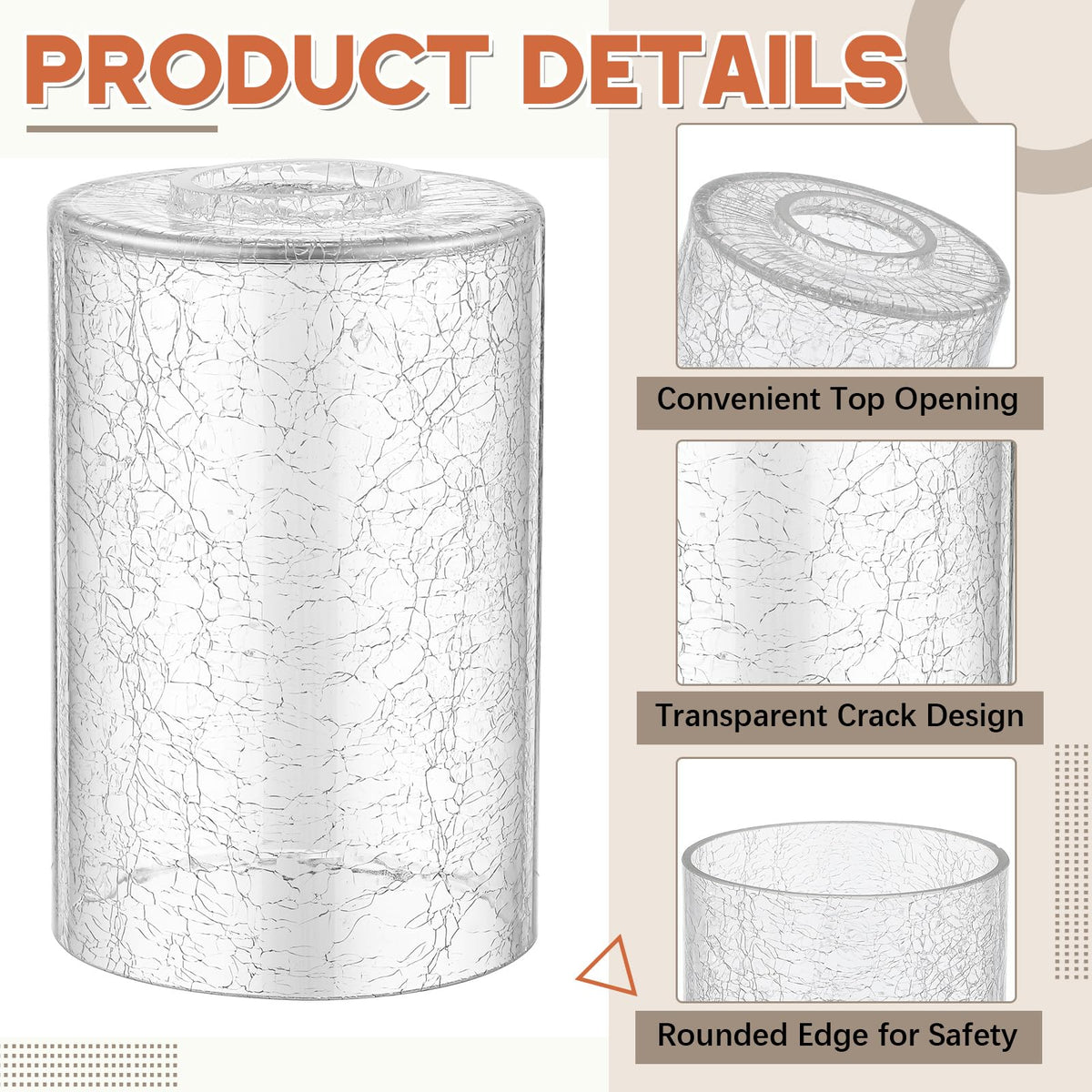 6 Pcs Clear Crackle Glass Lamp Shade 1 (Clear / Crackle)