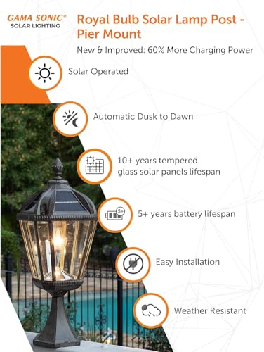 Outdoor Solar Post Light with Pier Base (Single Lamp Only - Pier Mount / Weathered Bronze)