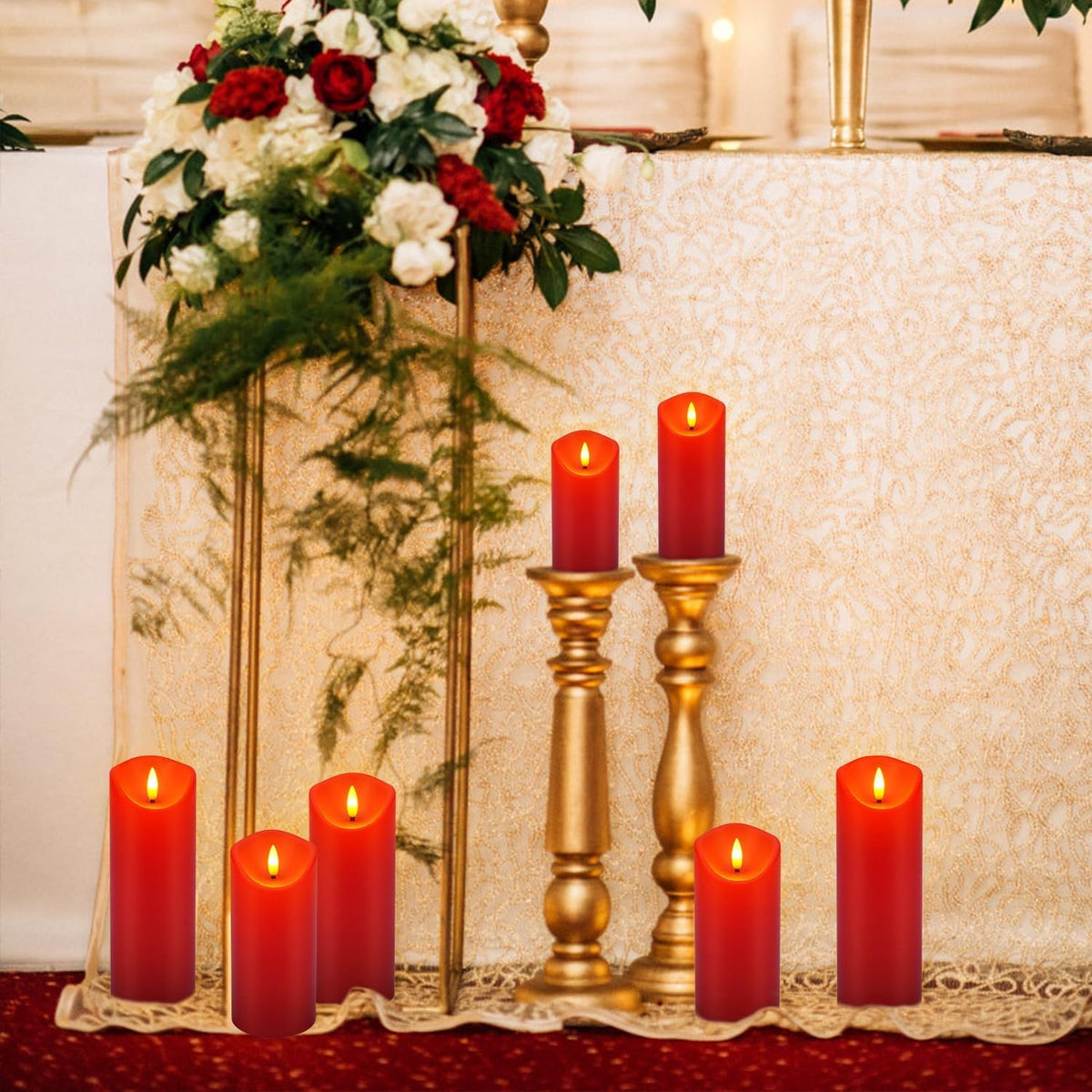 Christmas Flickering Flameless Candles - 24 Pack, Red