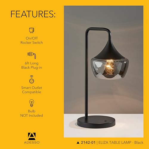 Table Lamp Black & Smoked Glass (Black / Table Lamp)