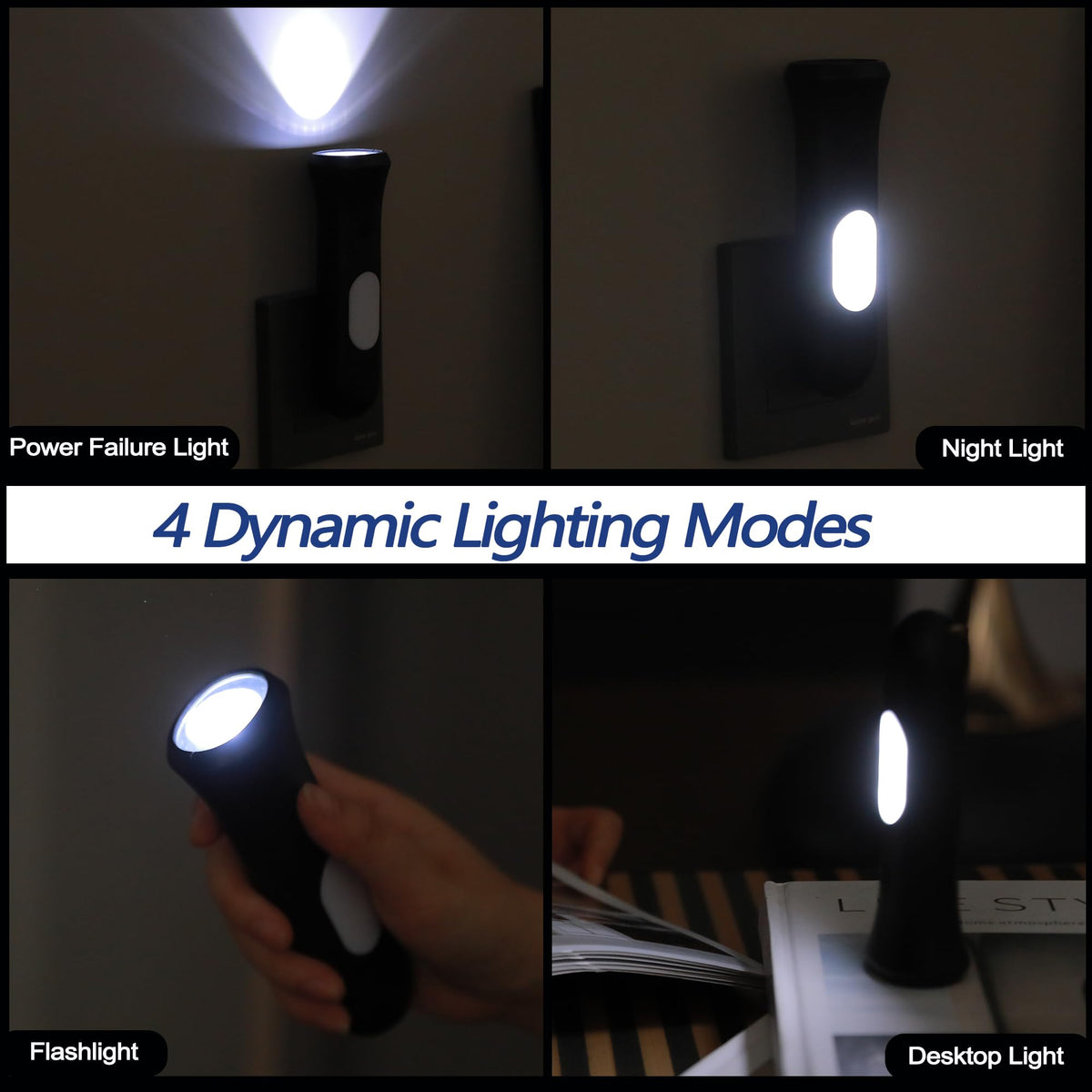 4 in 1 Emergency Lights for Home Power Failure (Black / 1 PCS)