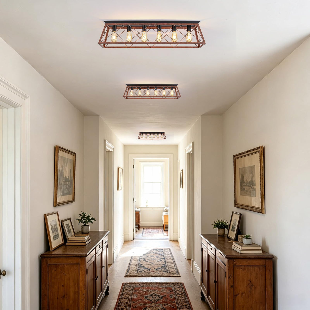 38" Large Flush Mount Ceiling Light Fixture (38" Walnut Ceiling Light)