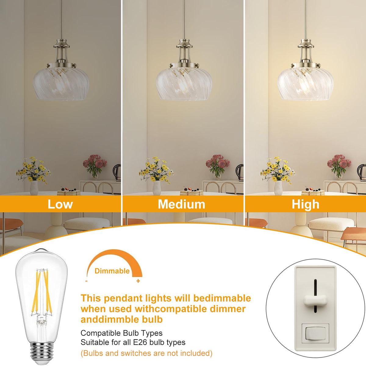 Modern Pendant Lights Kitchen Island (03-Brushed Nickel)