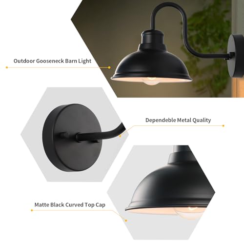 Barn Light Outdoor Wall Lights 8" Exterior Lighting Fixtures 2 Pack (8*7.75*12.75 inches)
