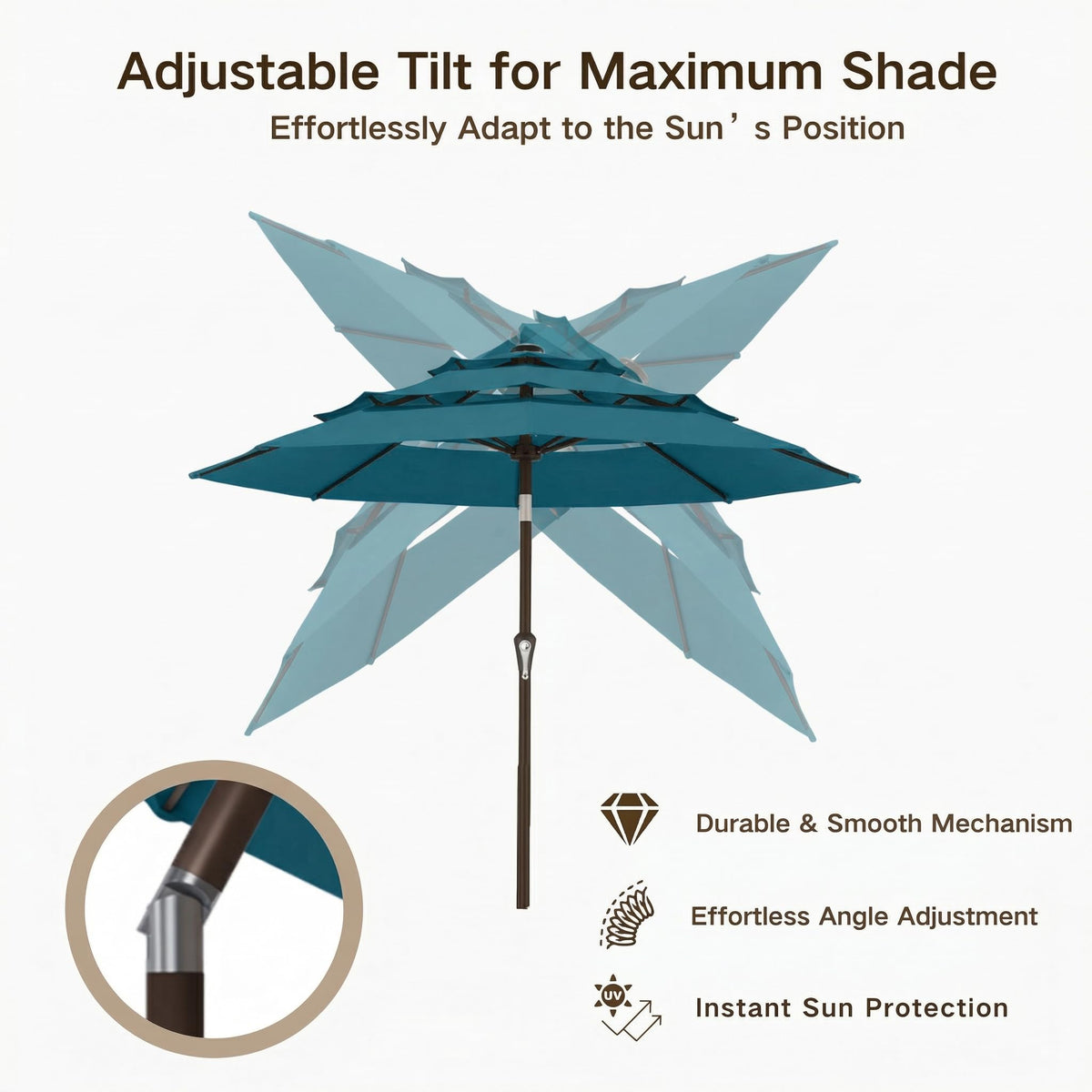 9ft 3 Tier Patio Umbrella (Lake blue / 9 FT)