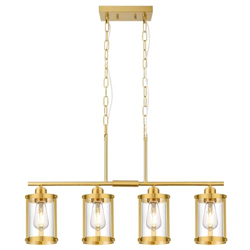 Brushed Gold 4 (Gold + Clear Glass / 4-Light, Linear)