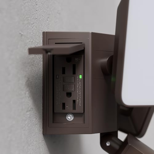 LED Security Light with GFCI Outlets Flood Lights 5000K Bronze (Bronze)