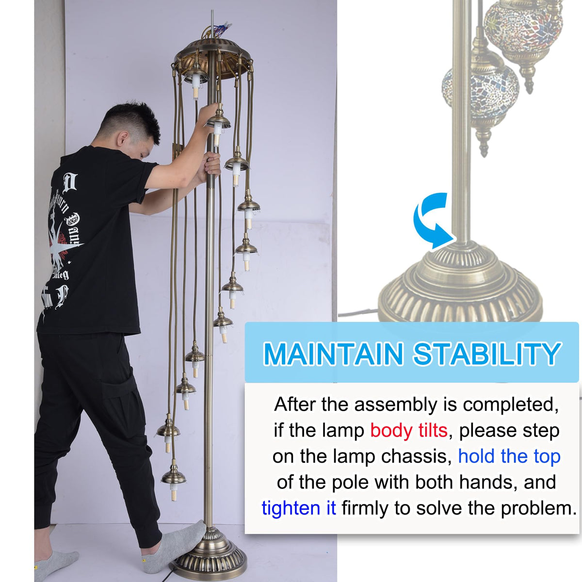 Turkish Mosaic Floor Lamp Moroccan Lamps (11 Globes Style)