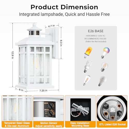 White Dusk to Dawn Outdoor Lighting (White / Motion Sensor-1 Pack)