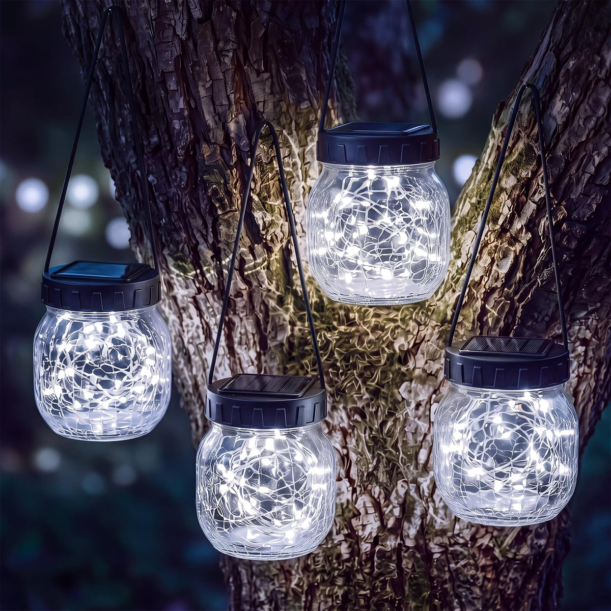 Solar Lanterns Outdoor Waterproof 4 Pack (Cold White / 4 Pack)