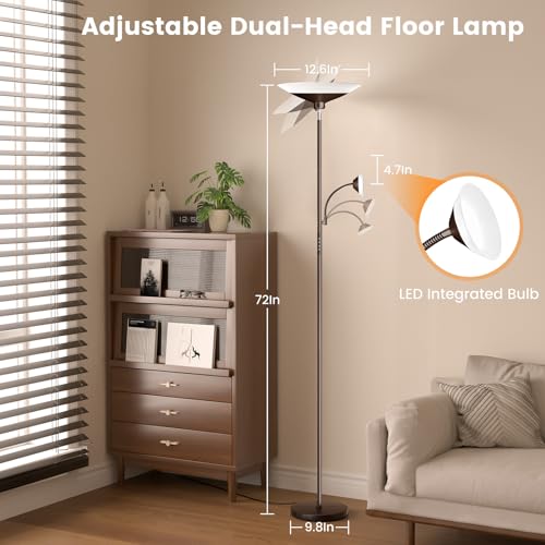 Brown Torchiere LED Floor Lamp (Brown)