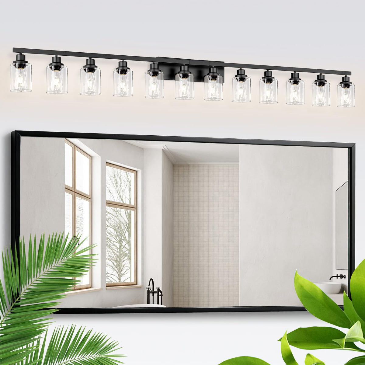 12 Light Bathroom Light Fixtures (Black / 12-light)