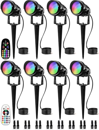 RGBW Color Changing Landscape Lights Low Voltage 8Pcs with Connector (8 Pack)