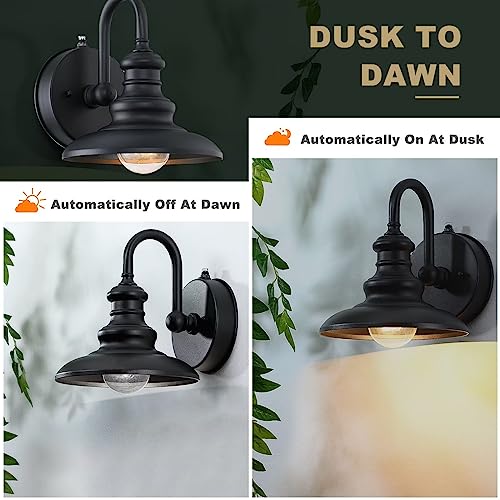 Dusk to Dawn Outdoor Wall Sconce Exterior Gooseneck Barn Light Fixtures Waterproof Wall Mounted Farmhouse Lamp Anti