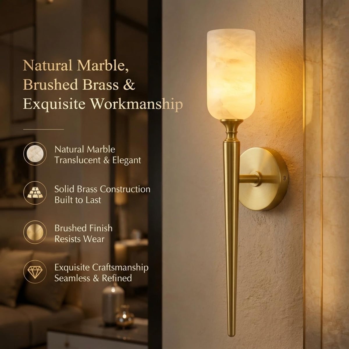 Alabaster Wall Sconces Set of 2