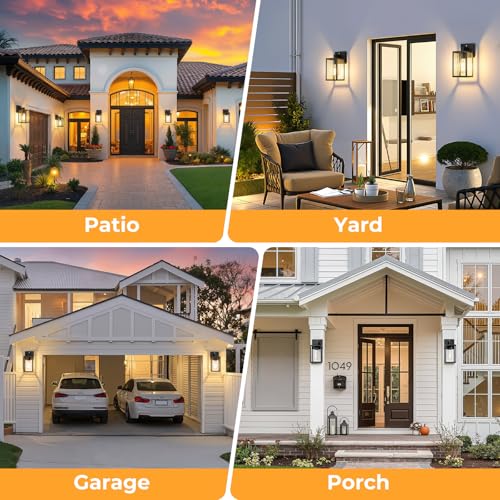 4 Pack Dusk to Dawn Outdoor Wall Light Fixtures (Black)