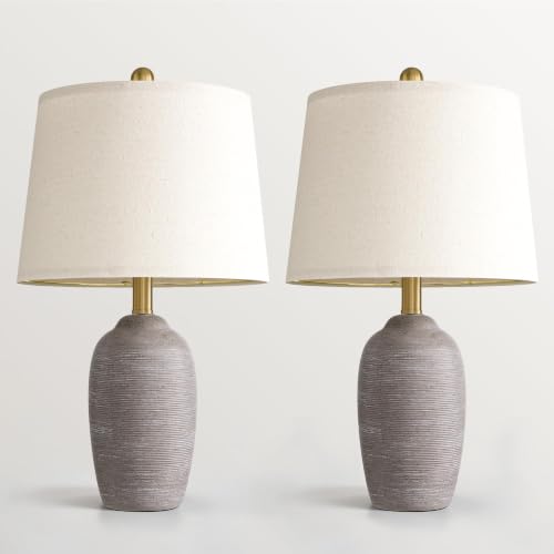 21" Vintage Ceramic Table Lamps Set of 2 for Bedroom Rustic Gray (21" Grey - 2 Pack)