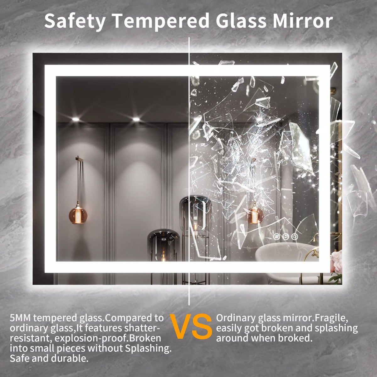 40X30 LED Bathroom Mirror with Lights (Led / 40"L x 30"W)