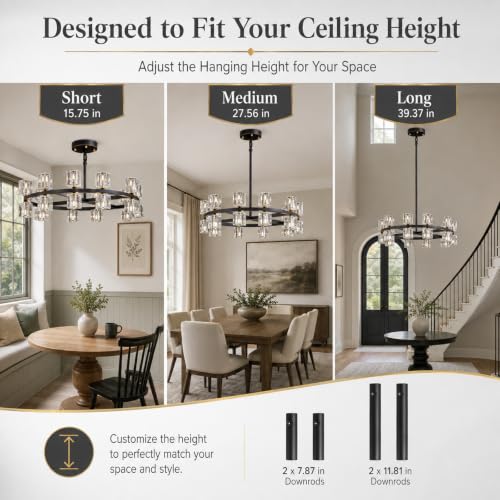 Crystal Chandelier for Dining Room (Black+gold(20lights）)