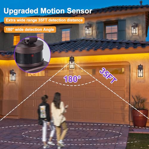 Motion Sensor Porch Light Dusk to Dawn Outdoor Wall Light (Bronze)