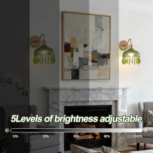 Vintage Battery Operated Wireless Wall Sconces (Green / 9.05in)
