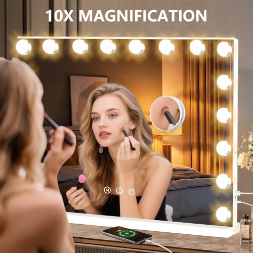 Vanity Mirror with Lights (White / 32"L x 24"W)